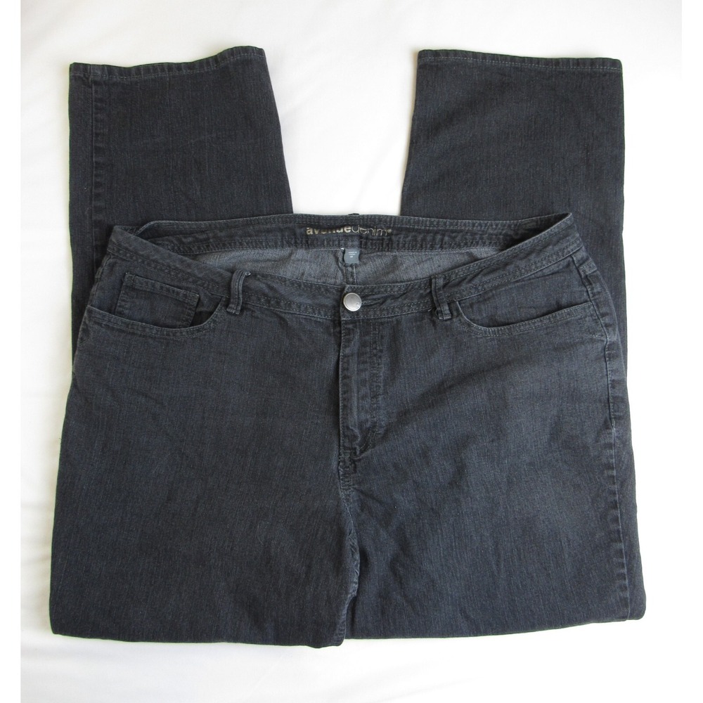 Avenue Denim Jeans Black/Gray Wide Leg Women's Size 18